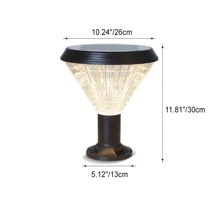 Modern Black Solar Die-Cast Aluminum Glass Outdoor Patio Waterproof Column Head Light | Kalsten
