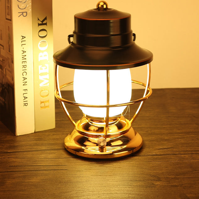 Traditional Farmhouse Waterproof Rechargeable Iron Acrylic Cylinder LED Table Lamp For Entertainment Room | Kalsten