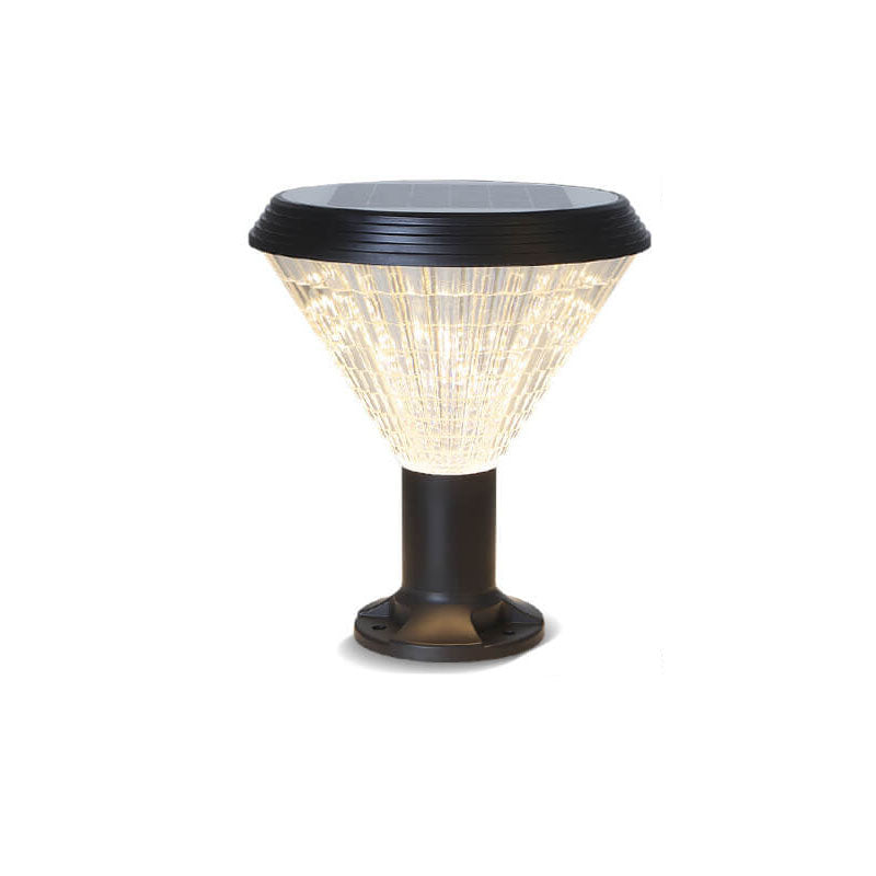 Modern Black Solar Die-Cast Aluminum Glass Outdoor Patio Waterproof Column Head Light | Kalsten