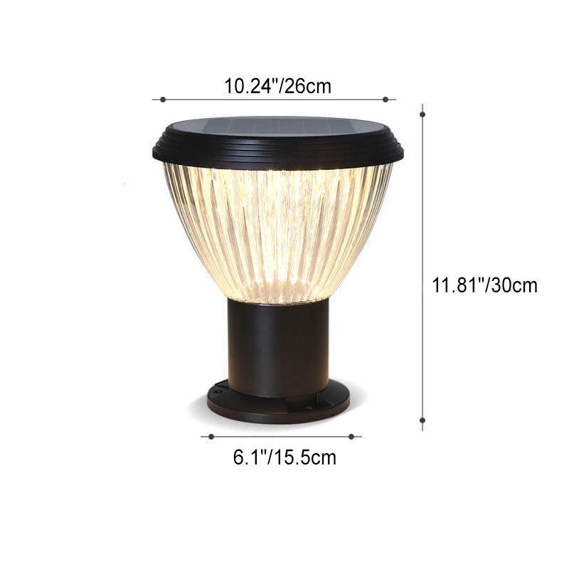 Modern Black Solar Die-Cast Aluminum Glass Outdoor Patio Waterproof Column Head Light | Kalsten