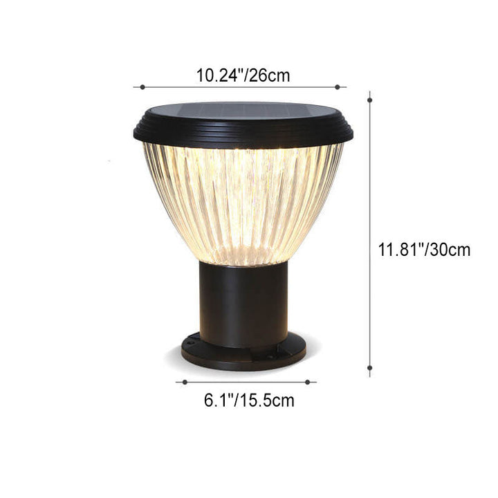 Modern Black Solar Die-Cast Aluminum Glass Outdoor Patio Waterproof Column Head Light | Kalsten
