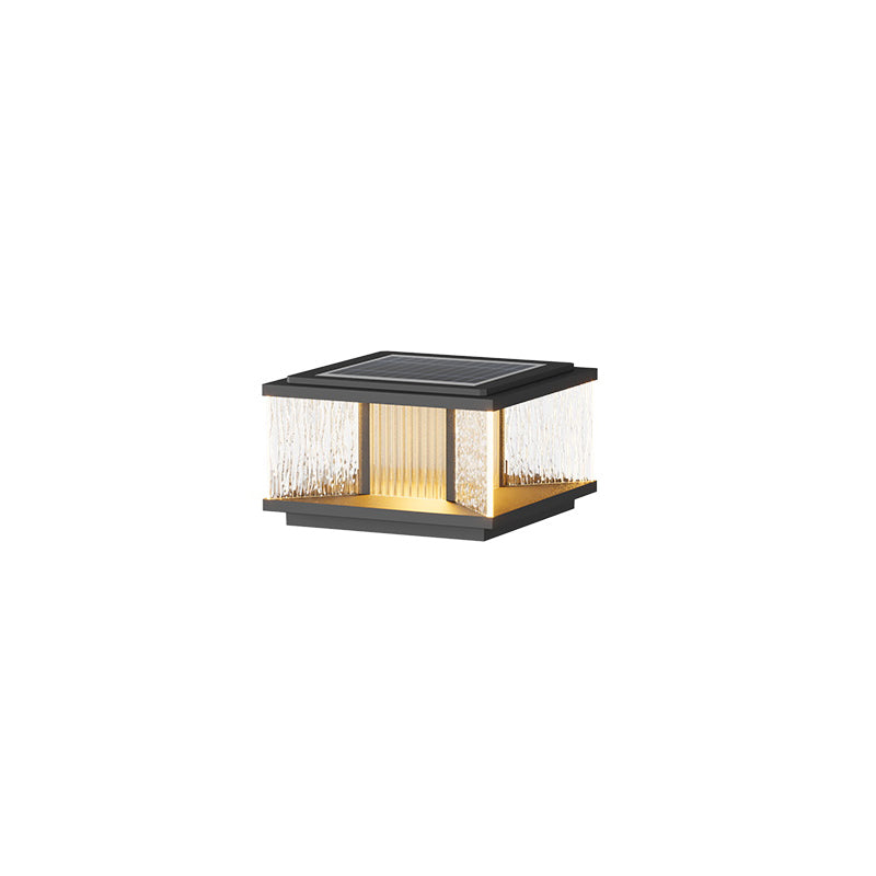 Modern Simplicity Aluminum Square Water-Rippled Glass LED Waterproof Solar Post Lamp Lawn Light For Garden | Kalsten