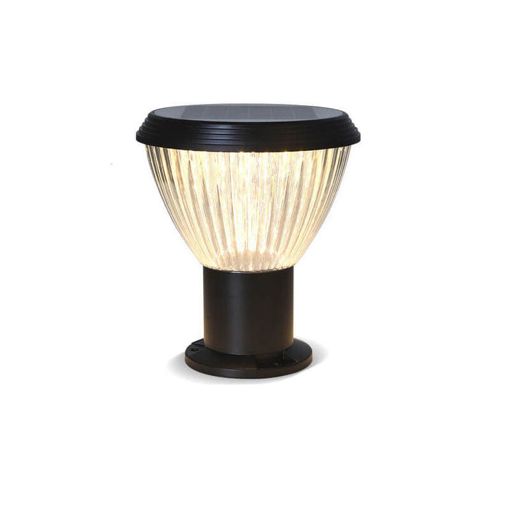 Modern Black Solar Die-Cast Aluminum Glass Outdoor Patio Waterproof Column Head Light | Kalsten