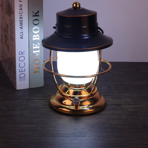 Traditional Farmhouse Waterproof Rechargeable Iron Acrylic Cylinder LED Table Lamp For Entertainment Room | Kalsten