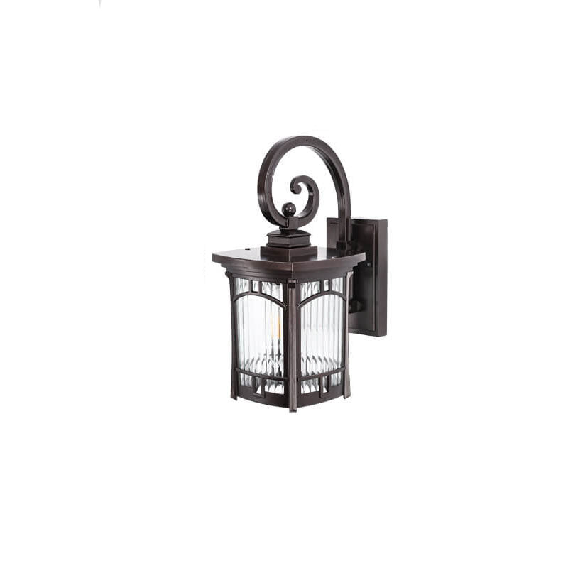 Modern Square Aluminum Glass Carved 1-Light Outdoor Waterproof Wall Sconce Lamp | Kalsten
