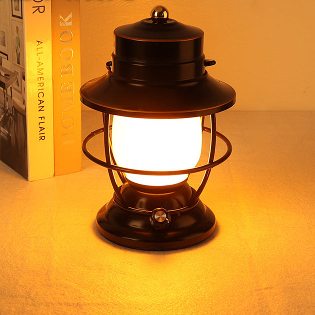 Traditional Farmhouse Waterproof Rechargeable Iron Acrylic Cylinder LED Table Lamp For Entertainment Room | Kalsten