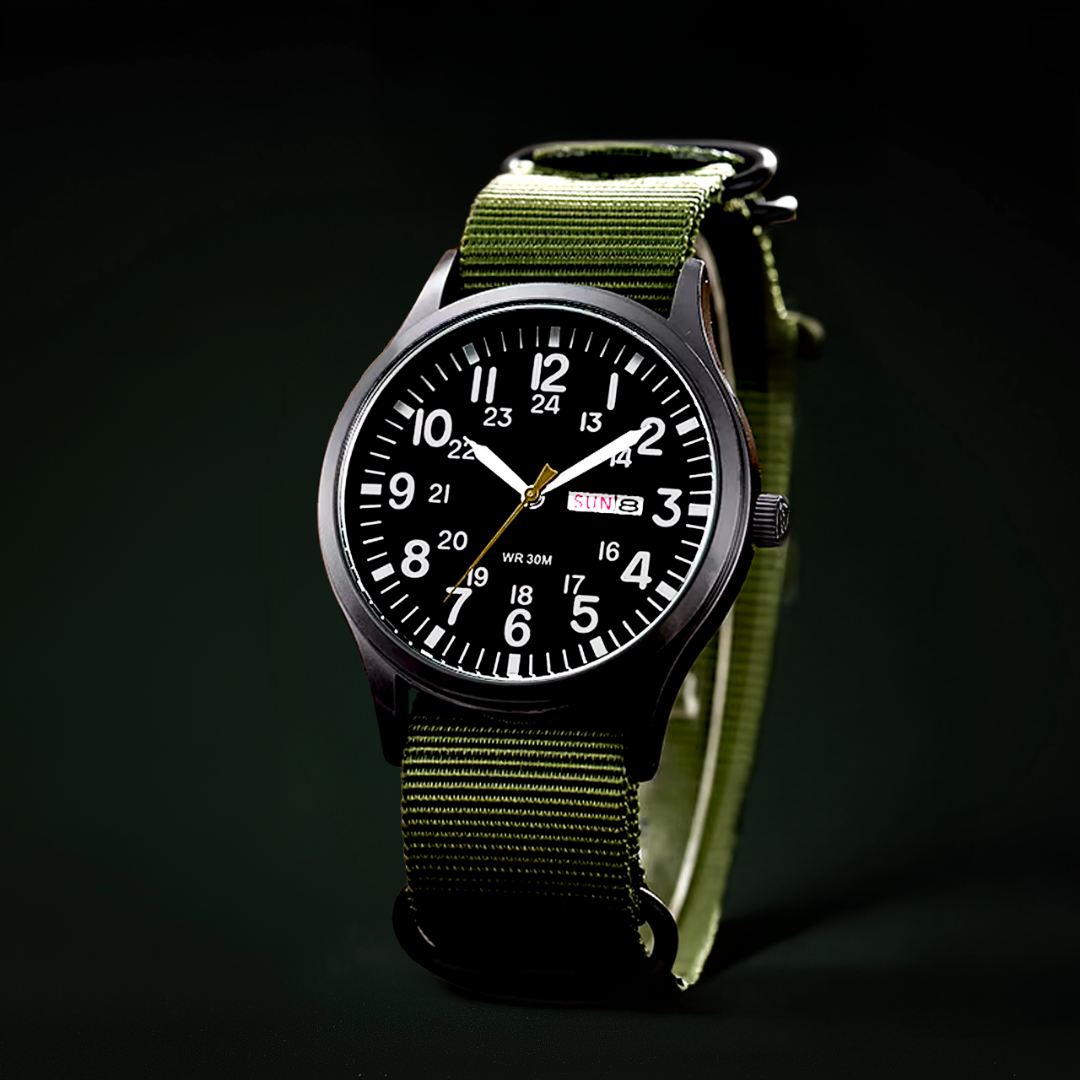 Kalsten | Men’s Rugged Outdoor Watch – Waterproof Military-Style Stainless Steel Timepiece