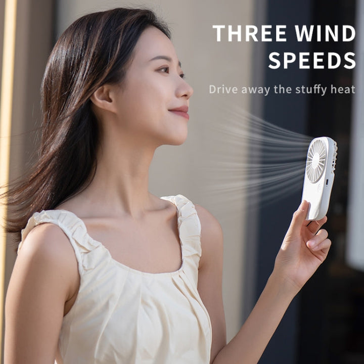 F11 Portable Rechargeable Hanging Neck Fan Cooling Handheld Fan 3 Speeds Desk Fan(White) | Kalsten