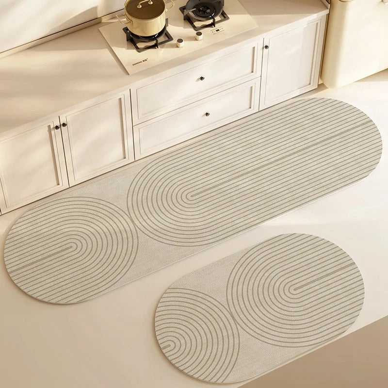 Kalsten | Pureterra | Kitchen Mat Super Absorbent | Non-Slip & Washable | Diatomite Design | Oval & Long Shape | Comfort Rug for Kitchen & Bathroom
