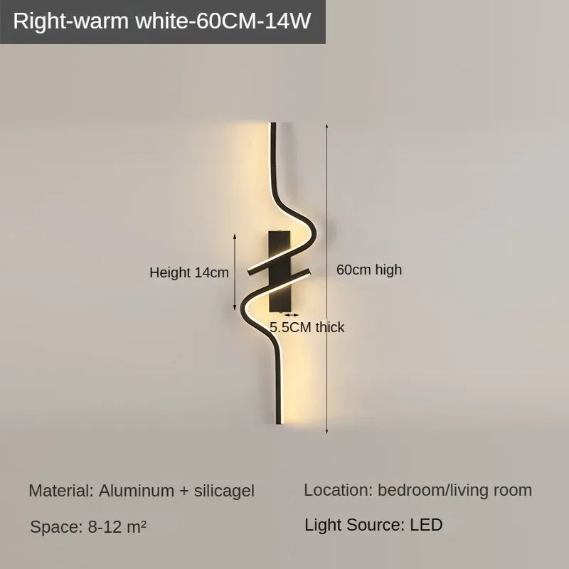 Modern Minimalist Strip Led Wall Light Bedroom Lights For Bedside Wall Sconce Led Light Living Room TV Sofa Background Wall Lamp | Kalsten