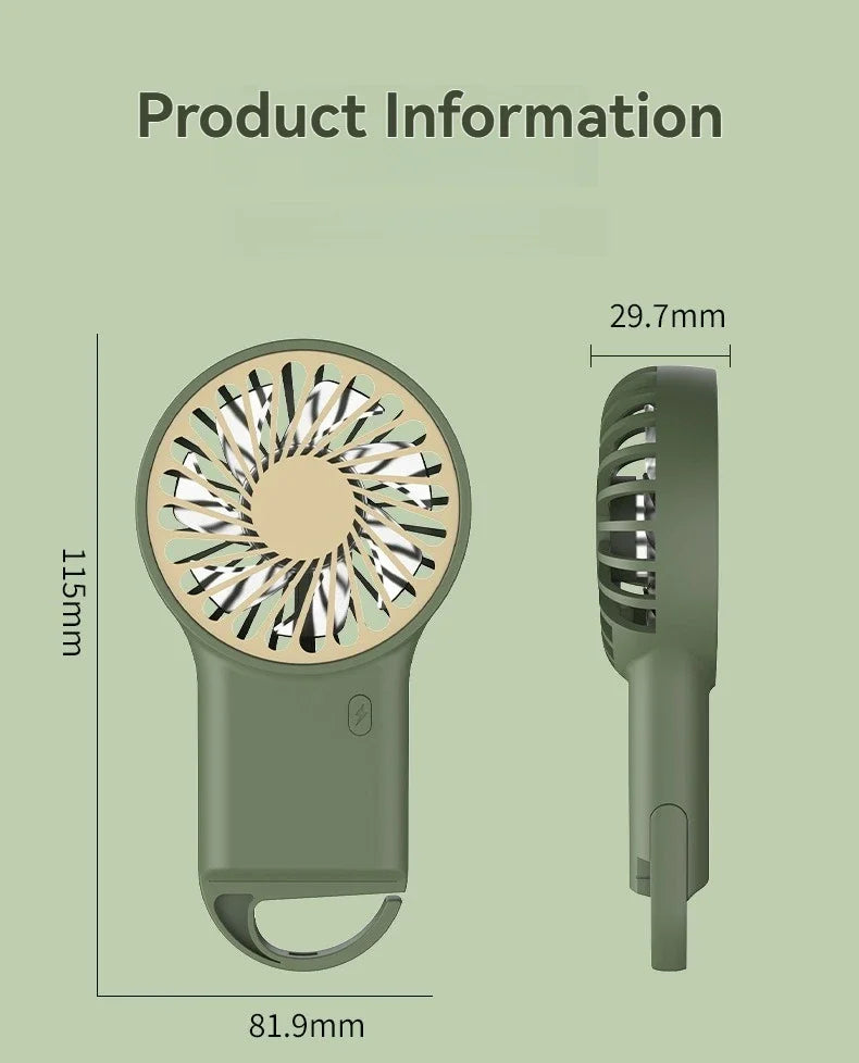New Foldable USB Rechargeable Mini Fan | Handheld Desktop Fan with Cartoon Design & Hook for Outdoor, Home & Office Use | Kalsten