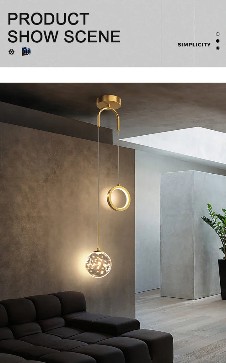 Modern LED Pendant Light – 2-Way Indoor Hanging Lamp for Living Room, Bedroom, Dining Table with Adjustable 3 Light Colors | Kalsten