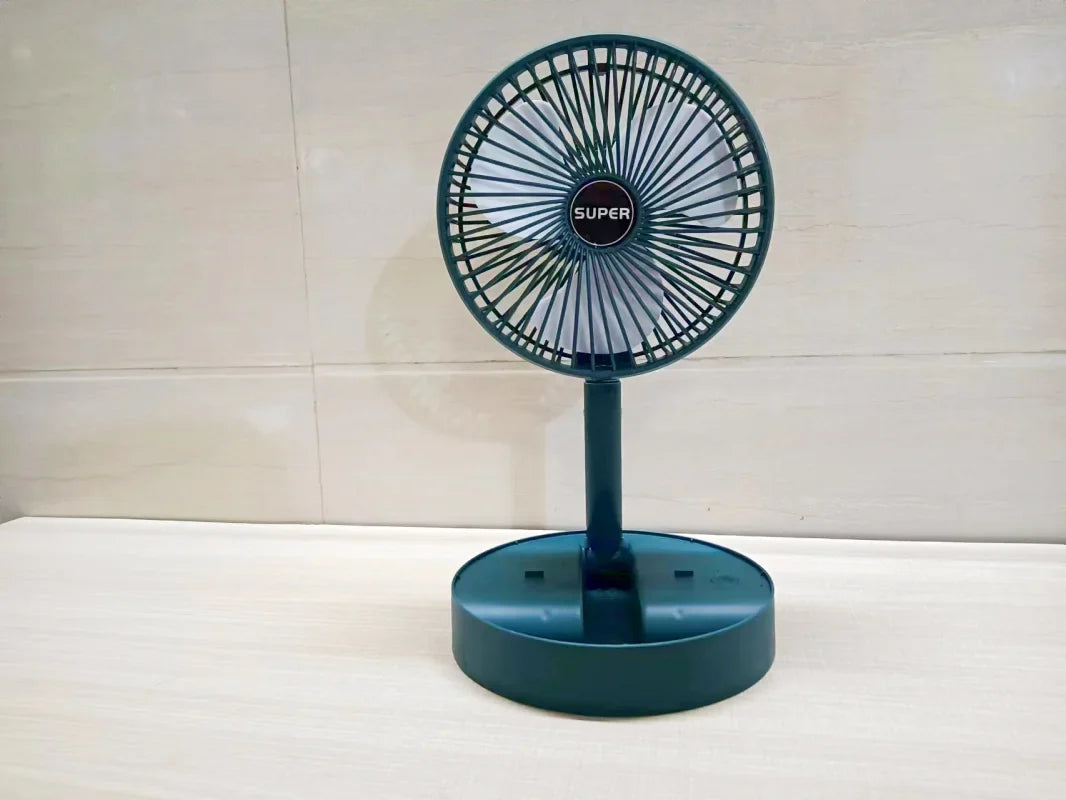 Portable 6-Inch Stand Fan | Folding Telescopic Floor/USB | Rechargeable Battery | 3 Speeds, Super Quiet, Adjustable Height | Kalsten