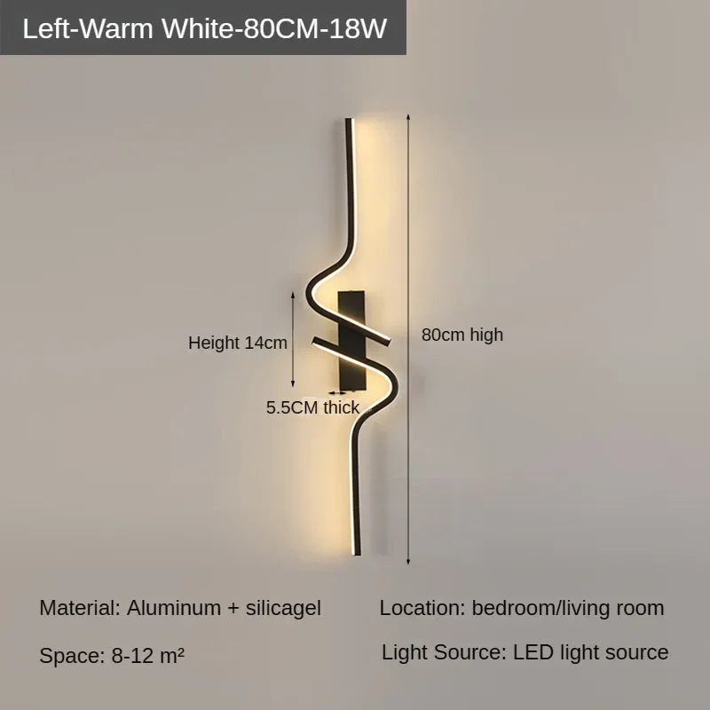 Modern Minimalist Strip Led Wall Light Bedroom Lights For Bedside Wall Sconce Led Light Living Room TV Sofa Background Wall Lamp | Kalsten