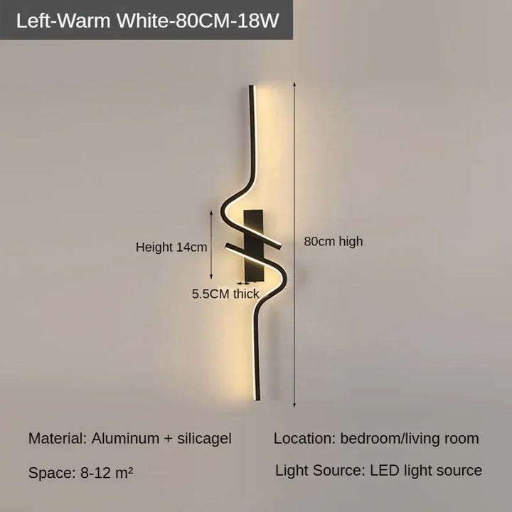 Modern Minimalist Strip Led Wall Light Bedroom Lights For Bedside Wall Sconce Led Light Living Room TV Sofa Background Wall Lamp | Kalsten