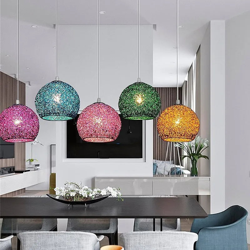 Modern Colorful Round Pendant Light – E27 LED Hanging Lamp for Bedroom, Living Room, Cafe, and Restaurant | Kalsten
