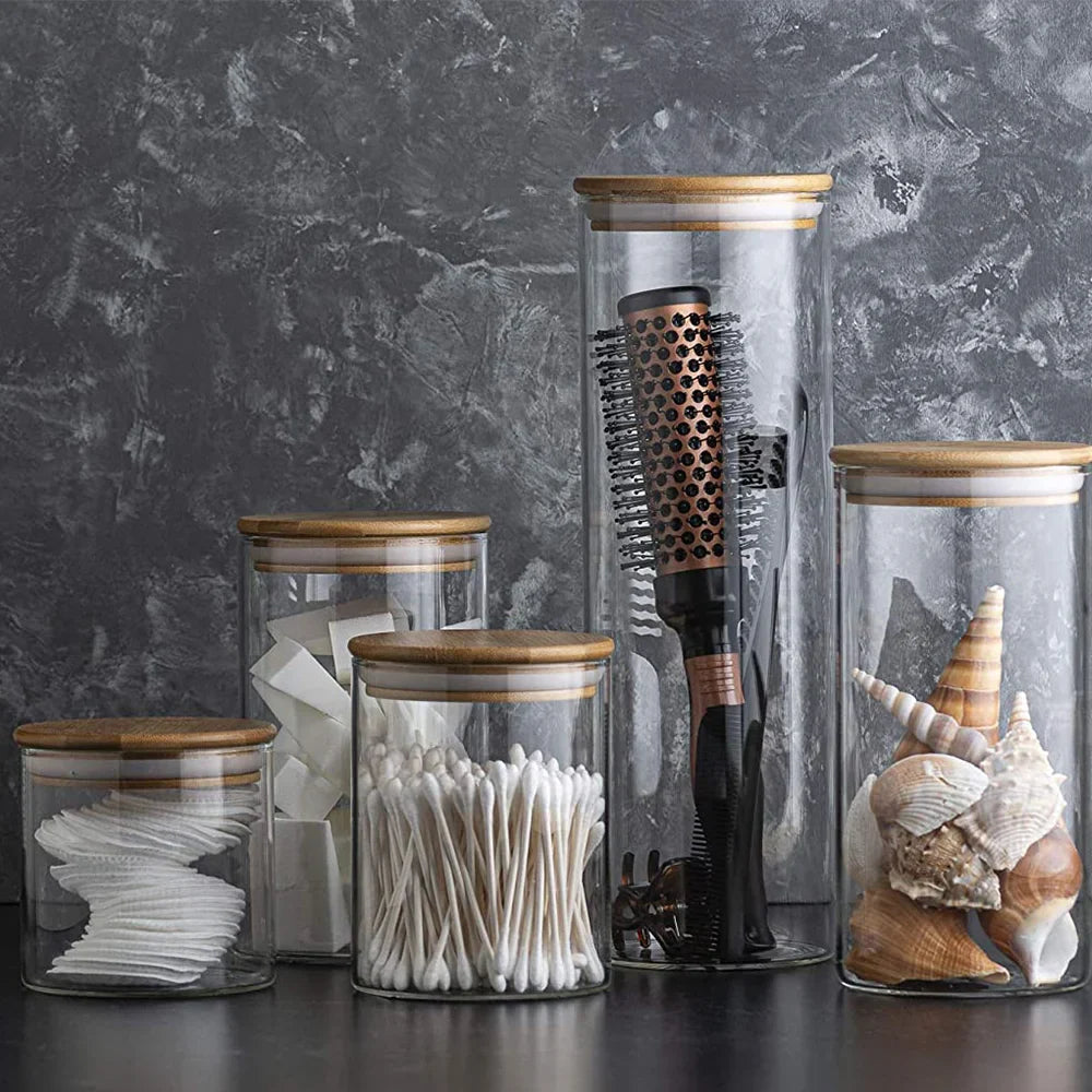PureVorrat Glass Container Set – Storage Jars with Wooden Lid | Airtight & Stylish | Modern Kitchen Storage | Kalsten