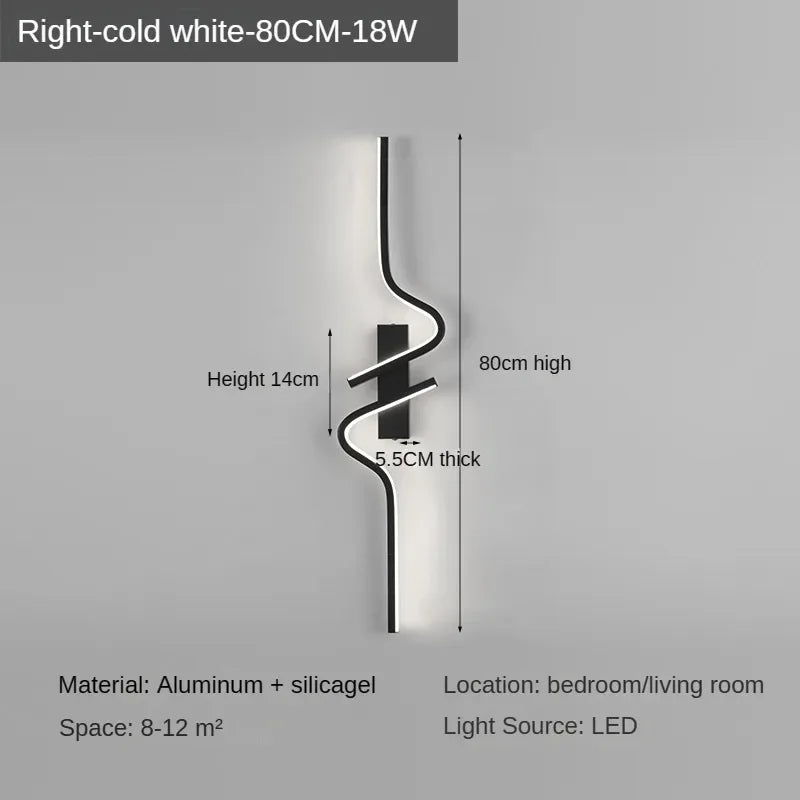Modern Minimalist Strip Led Wall Light Bedroom Lights For Bedside Wall Sconce Led Light Living Room TV Sofa Background Wall Lamp | Kalsten