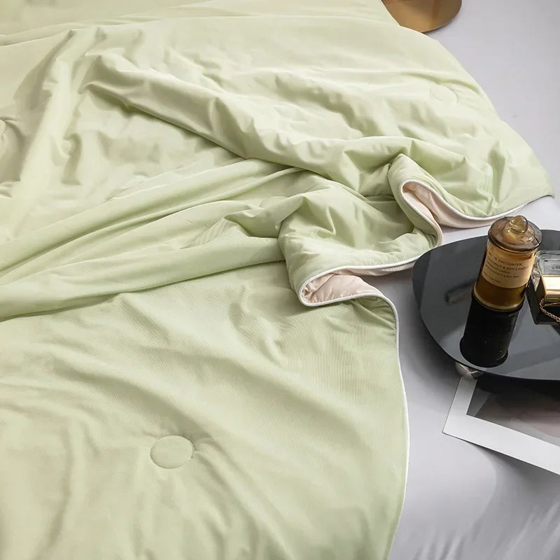 Air Condition Summer Comforter — Pure Color Ice Silk Cooling Blanket, Lightweight & Smooth Twin/King Size Quilt | Kalsten
