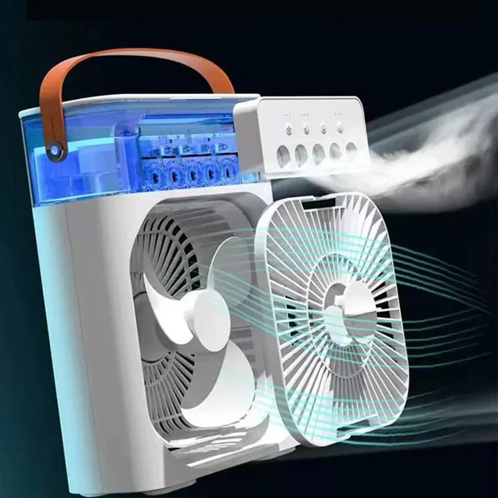 Portable USB Electric Fan with LED Night Light and Water Mist - 3-in-1 Air Humidifier for Home | Kalsten