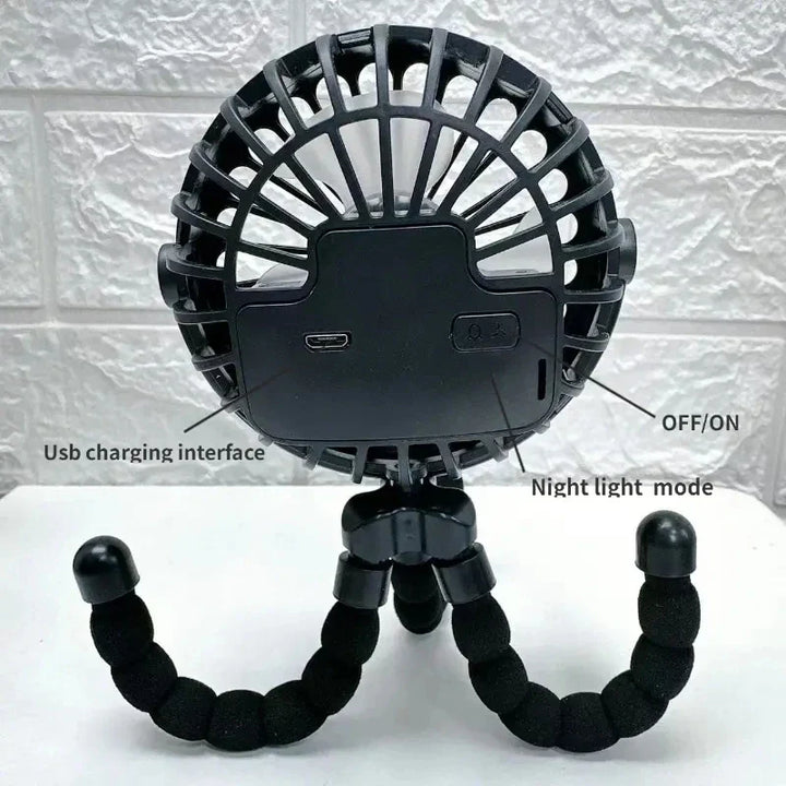 Rechargeable Baby Stroller Fan: Handheld USB Bladeless Mini Ventilator - Silent Cooling for Outdoor Use, Neck and Table Fan | Kalsten