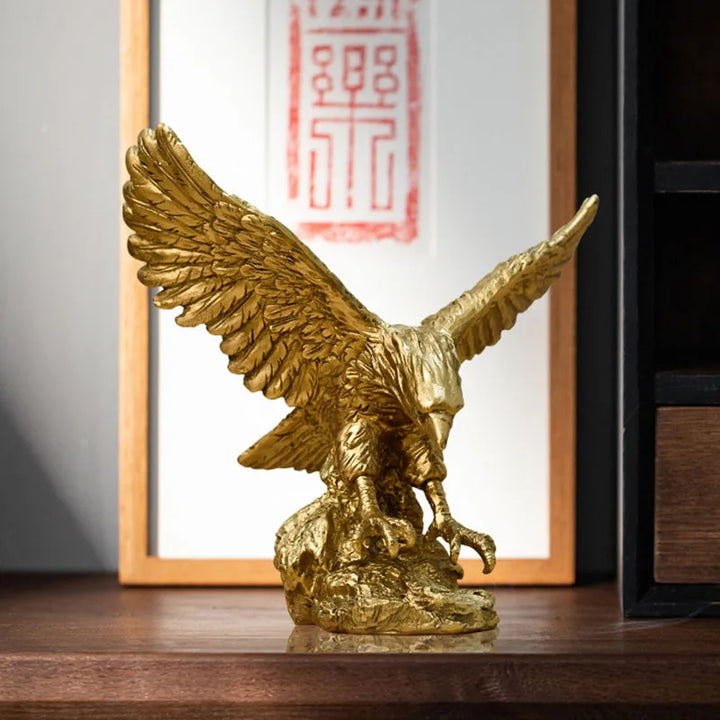 Kalsten | Resin Golden Eagle Statue Art Animal Model Collection Ornament Home Office Desk Feng Shui Decor Figures simple