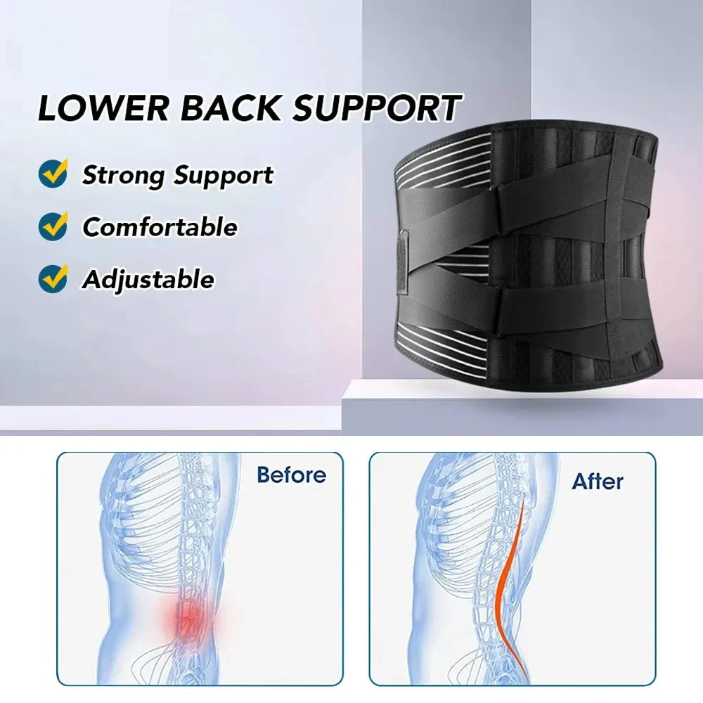 Kalsten | Back Support Belt OrthoFlexa | 360° Lumbar Support with Memory Aluminum & Steel Springs | Breathable & Invisible under Clothing