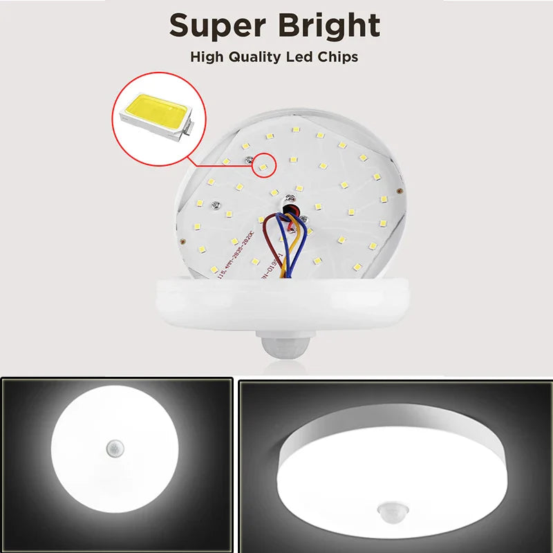LED PIR Motion Sensor Ceiling Lamp - Modern Light Fixtures for Bedroom, Living Room, Stairs Lighting | Kalsten