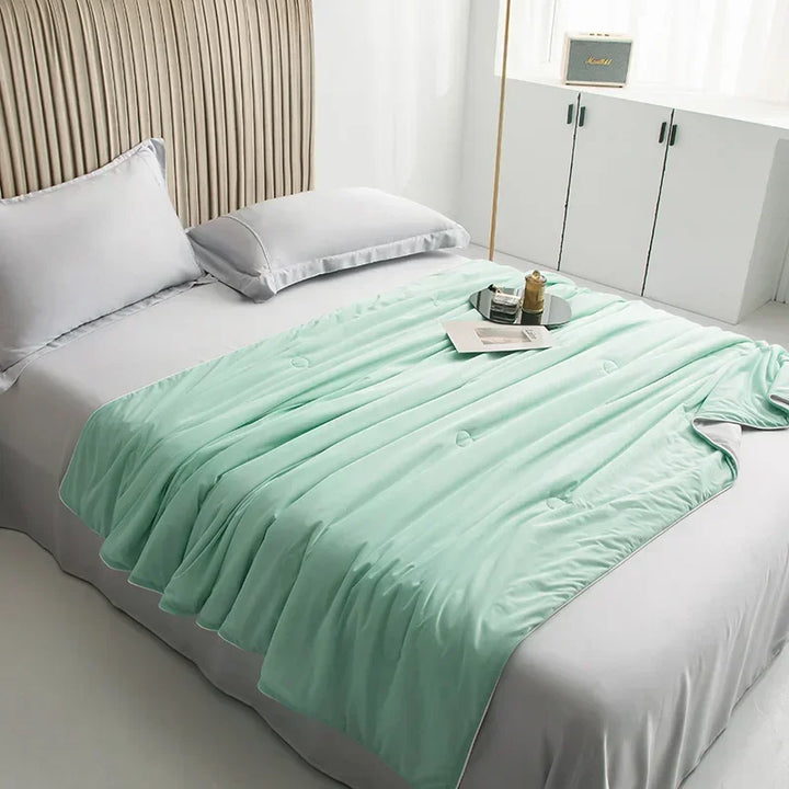 Air Condition Summer Comforter — Pure Color Ice Silk Cooling Blanket, Lightweight & Smooth Twin/King Size Quilt | Kalsten