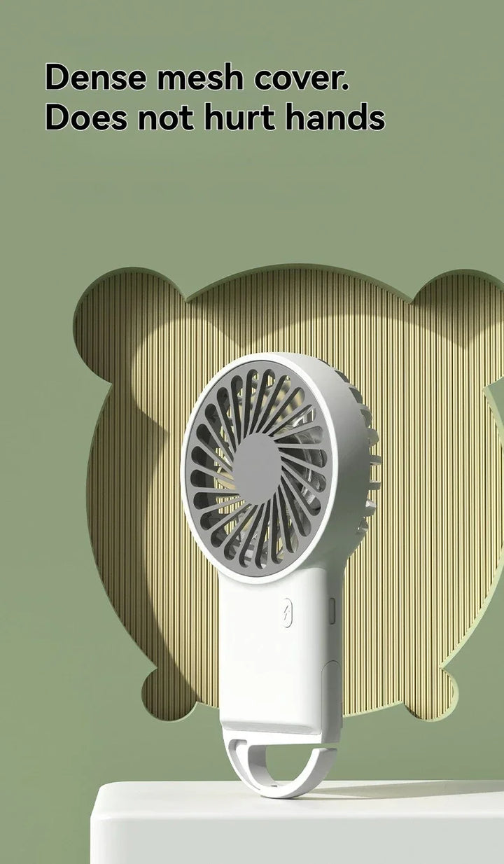 New Foldable USB Rechargeable Mini Fan | Handheld Desktop Fan with Cartoon Design & Hook for Outdoor, Home & Office Use | Kalsten