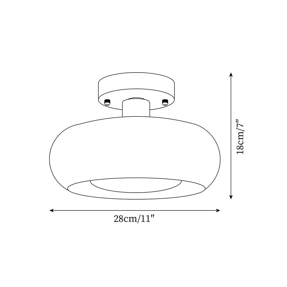 Ceiling Light Glass Dome 11 in x 7 in Gold White Orange Bathroom Indoor Fixture Retro Style | Kalsten