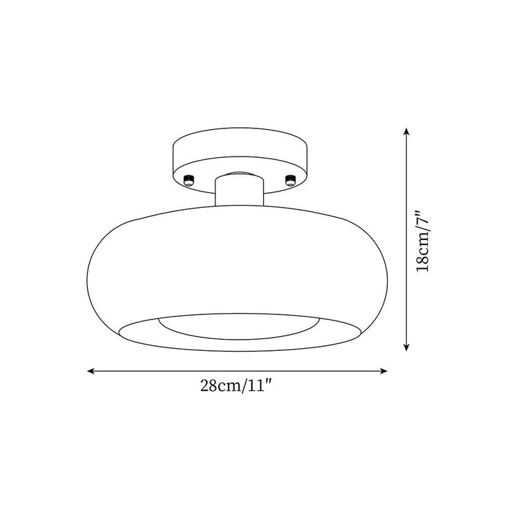 Ceiling Light Glass Dome 11 in x 7 in Gold White Orange Bathroom Indoor Fixture Retro Style | Kalsten