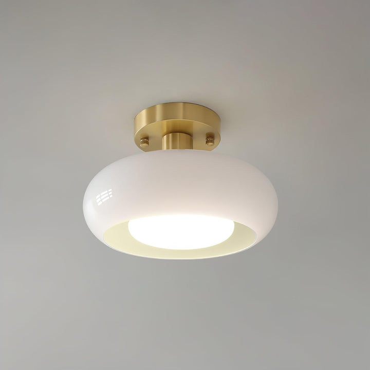Ceiling Light Glass Dome 11 in x 7 in Gold White Orange Bathroom Indoor Fixture Retro Style | Kalsten