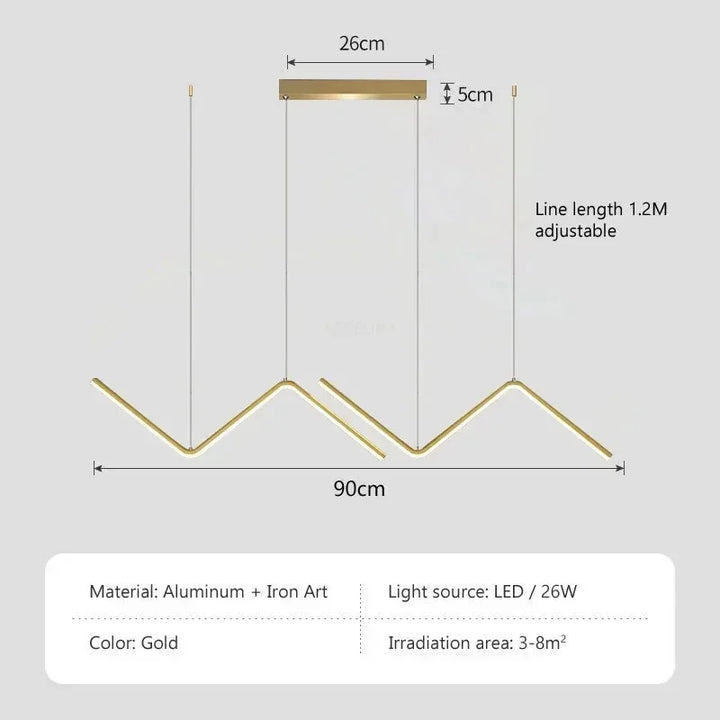 Modern LED Pendant Light – 90cm 2-Head Adjustable Fixture with Remote Control, Dimmable, for Living Room, Bedroom, Hotel, and Study | Kalsten