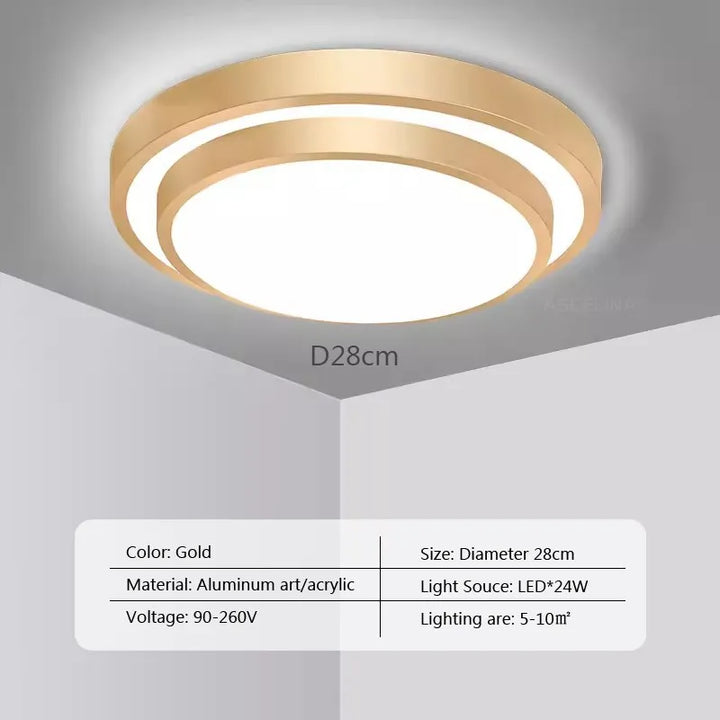 Modern LED Ceiling Light - Double Layers Round Aluminium Remote Controlled Lamp for Bedroom, Dining Room, Living Room Decor | Kalsten