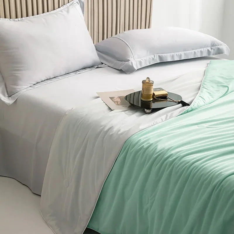 Air Condition Summer Comforter — Pure Color Ice Silk Cooling Blanket, Lightweight & Smooth Twin/King Size Quilt | Kalsten