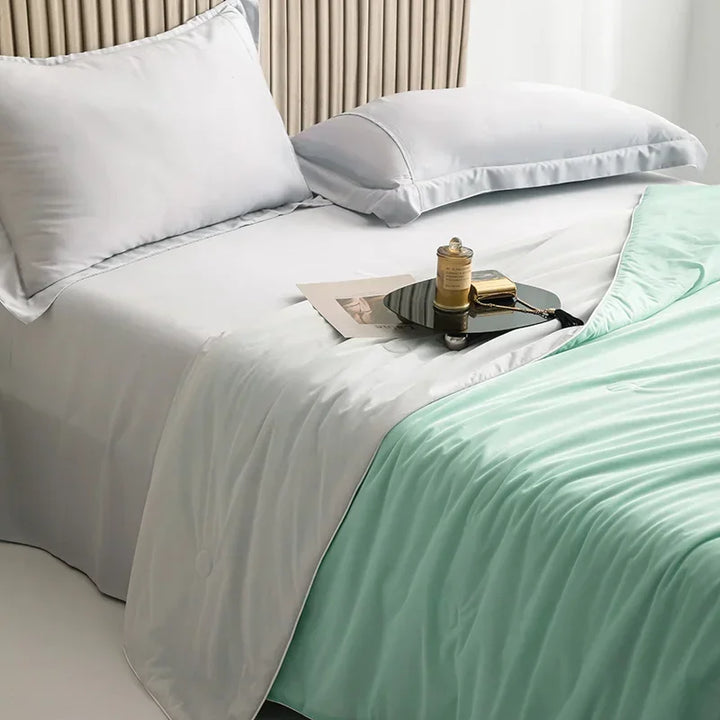 Air Condition Summer Comforter — Pure Color Ice Silk Cooling Blanket, Lightweight & Smooth Twin/King Size Quilt | Kalsten