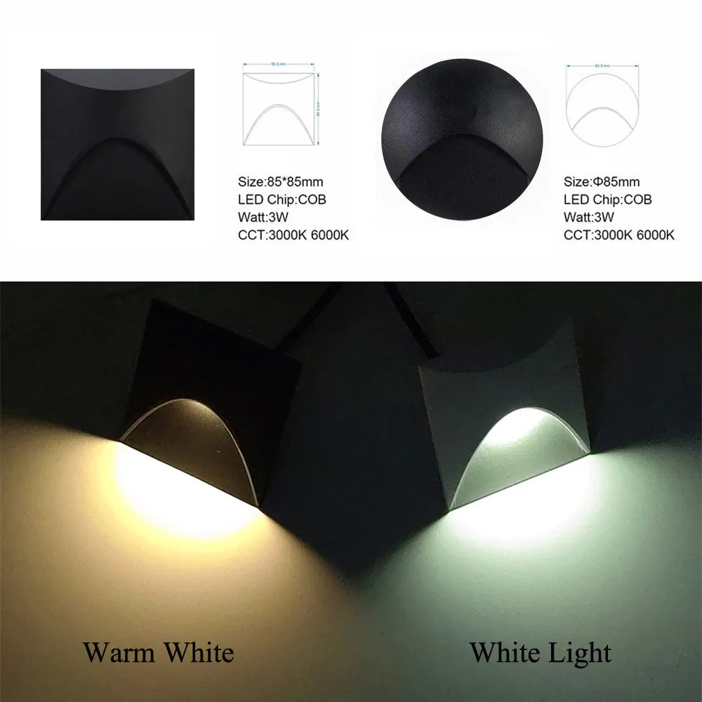 Kalsten | Modern waterproof IP65 LED recessed wall lamp for outdoor lighting - 3W embedded step & staircase balcony portal light
