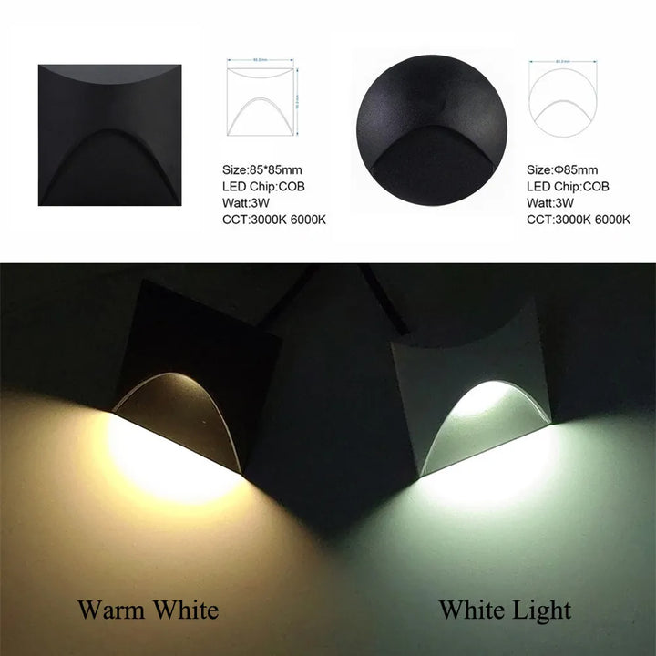 Kalsten | Modern waterproof IP65 LED recessed wall lamp for outdoor lighting - 3W embedded step & staircase balcony portal light
