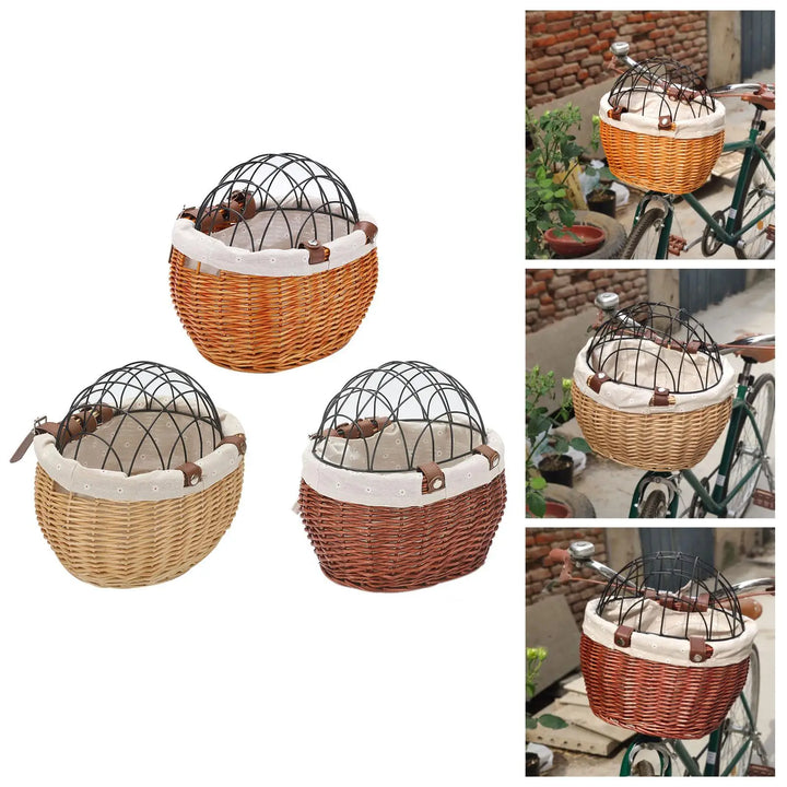 Kalsten | PawRide | Front-Mounted Wicker Dog Bike Basket – Safe, Stylish & Weatherproof