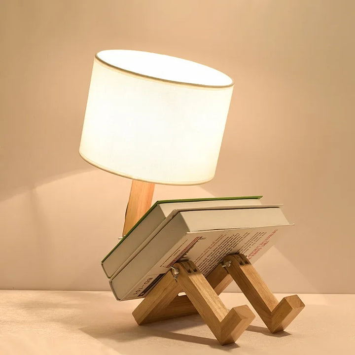 Elegant Wooden Table Lamp with Book Compartment Kalsten