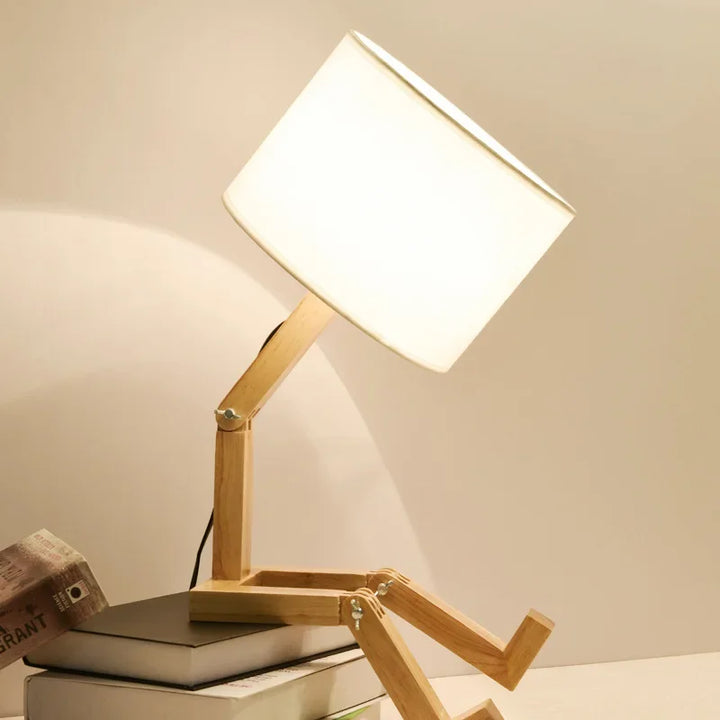 Elegant Wooden Table Lamp with Book Compartment Kalsten