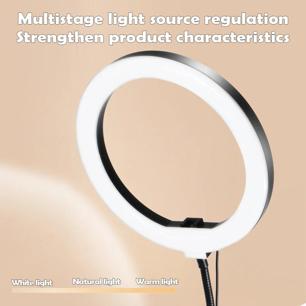 Kalsten | LumiFlex LED ring light with flexible arm & phone holder | 3 light colors & USB connection | Perfect for livestream, video & selfie