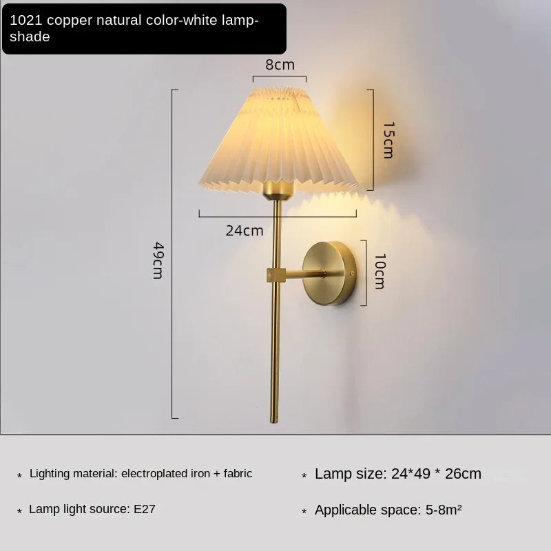 Nordic LED Wall Lamp – Modern Retro Design for Living Room, Bedroom, and Study, E27 Base, Fabric Shade, Wall-Mounted | Kalsten