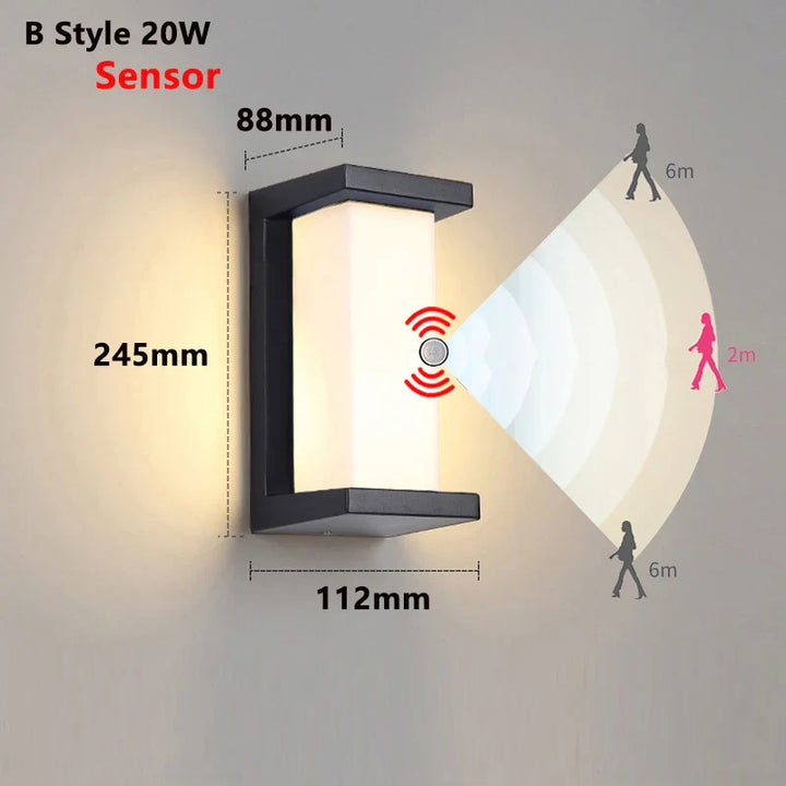 Modern LED Outdoor Wall Light with Motion Sensor - Waterproof IP65 Porch Lights for Balcony Garden | Kalsten