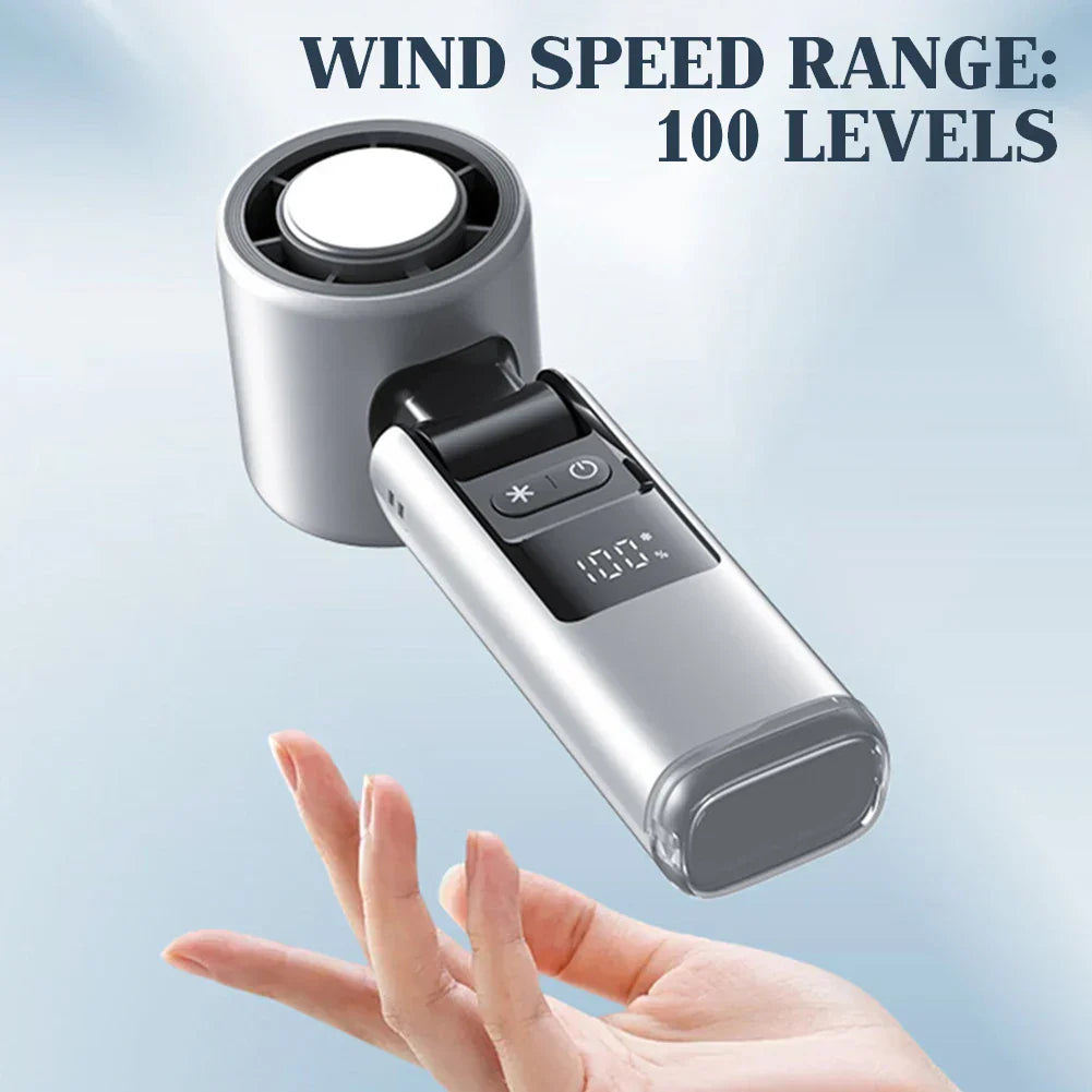 Mini handheld fan with 100 wind levels and digital display | Kalsten
