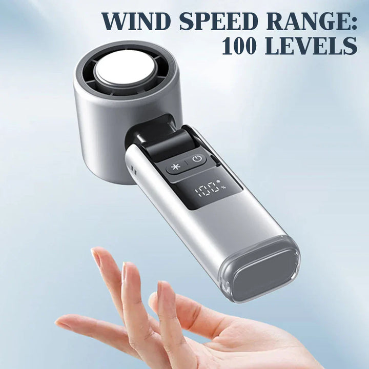 Mini handheld fan with 100 wind levels and digital display | Kalsten