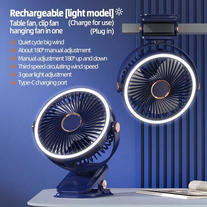 Multi-Angle Outdoor Clip-On Rechargeable Cooling Fan | Kalsten