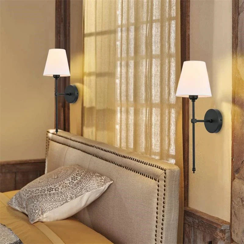 Modern LED Wall Lamp with Fabric Lampshade – Wall-Mounted Sconce for Bathroom, Bedroom, Corridor, or Stairway | Kalsten