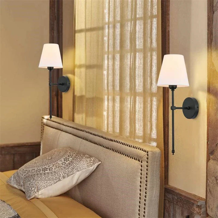 Modern LED Wall Lamp with Fabric Lampshade – Wall-Mounted Sconce for Bathroom, Bedroom, Corridor, or Stairway | Kalsten